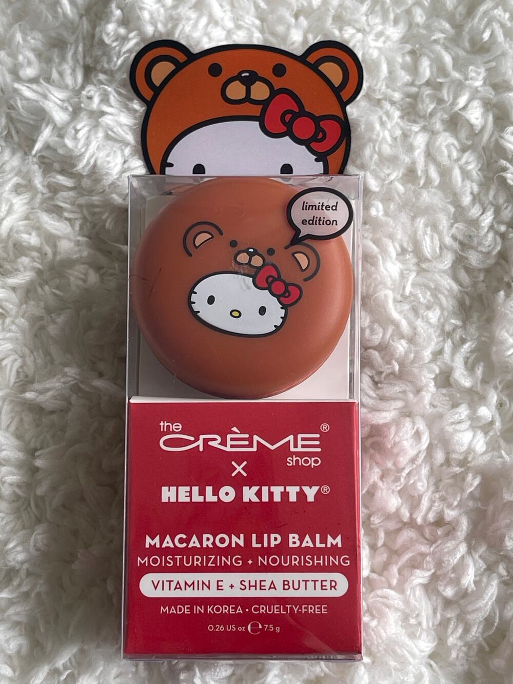Hello Kitty Macaron Lip Balm Red Velvet Moisturizing Vitamin E Shea Butter NEW